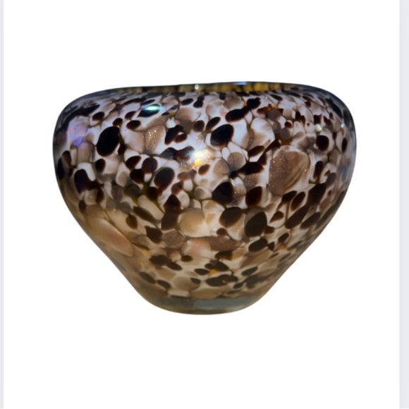 Murano Other - Vintage Murano Style Hand Blown Leopard Tortoiseshell Art Glass Vase Bowl